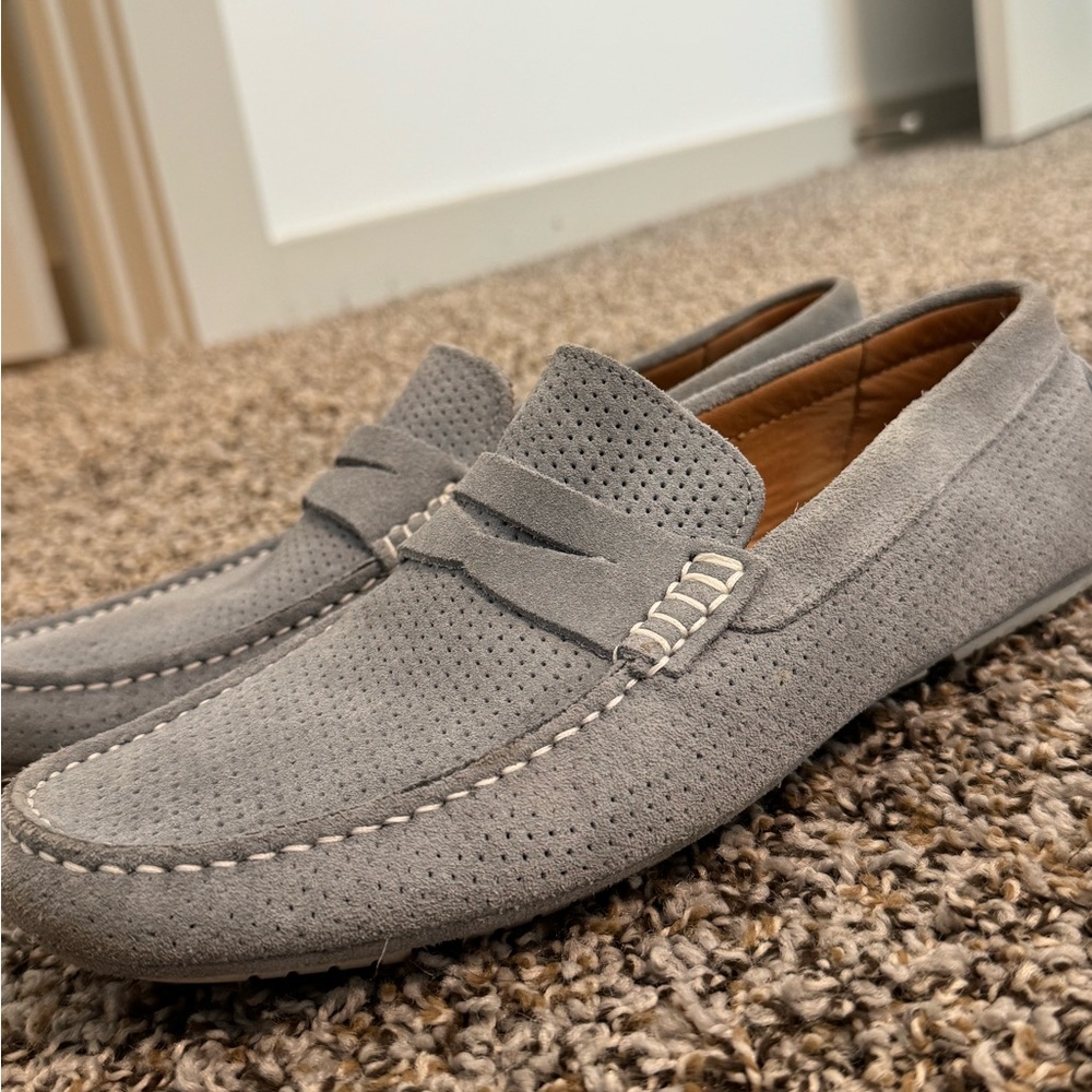 Gray Suede Loafers